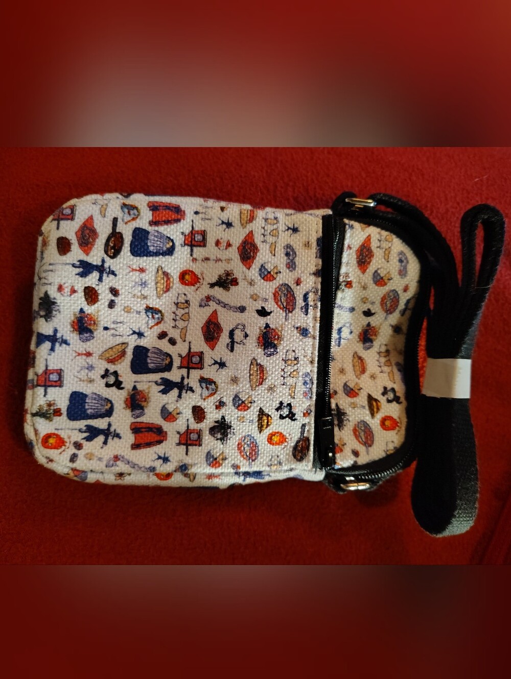 Small Printed Crossbody Phone Bag - White/Navy